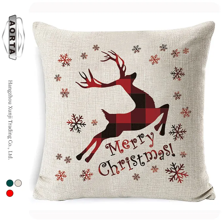 Wholesale custom 45*45 white decorative fall winter christmas linen sofa throw pillow case cover
