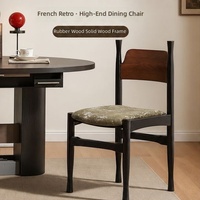 Chaise de salle à manger sans accoudoirs en bois massif, style français vintage du milieu du siècle, mobilier de maison, dossier inspiré des designers, luxe léger et décontracté
