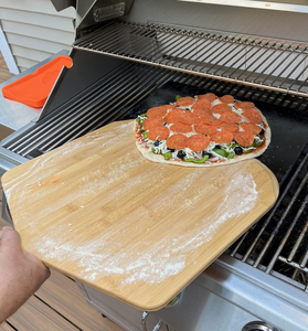 Tabla de cortar de bambú multiusos para <span class=keywords><strong>Pizza</strong></span>, espátula para <span class=keywords><strong>Pizza</strong></span>, pala, paleta, tamaños grabados, cáscara de <span class=keywords><strong>Pizza</strong></span> de madera, 16 pulgadas, 12x14 pulgadas - Product Image 2