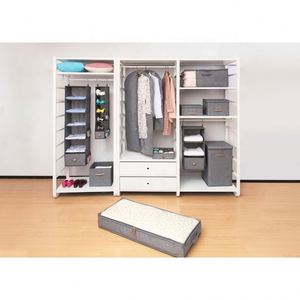 3-Layer Fabric Foldable Slotted Storage <b>Baskets</b> Closet Organizer with Hook for Hanging Clothes Household Storage Bags - Product Image 3