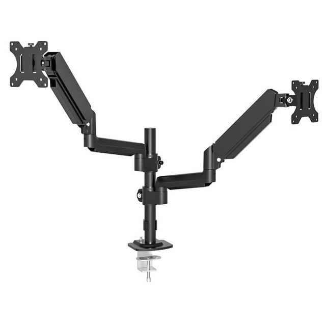 Desktop Gas Spring 17-32" Dual Monitor Mount Arm With Pole Gas Spring Desk Full Mount Vesa 75x75mm or 100x100mm