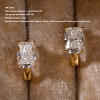 Boucles d'oreilles créoles solitaires taille radiant en or 18 carats avec diamant de laboratoire certifié IGI 1 carat, style Hailey – Icône de la haute couture et des célébrités