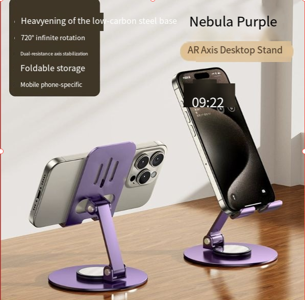 Foldable Adjustable Phone Holder for Desk, Rotating Tablet Stand for Home Office, Video Chats, Reading, Streaming and Travel