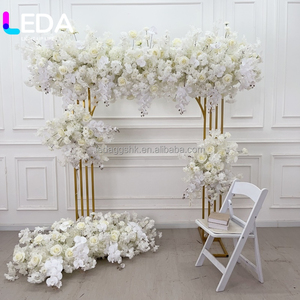 Decoración de Fondo para Bodas y Eventos LEDA, Diseño Esponjoso, Camino de Flores Artificiales de Seda Color Marfil con Orquídeas - Product Image 6