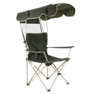 Chaise pliante portable d'extérieur personnalisable avec pare-soleil, accoudoir en fer et porte-gobelet pour jardin, pêche, randonnée et parcs - Product Image 4