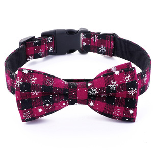 Collier pour animaux de compagnie, en Polyester, à carreaux rouge, accessoires pour chiens, avec nœud papillon amovible pour petits, moyens et grands chiots - Product Image 6