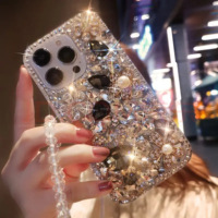 Coque de téléphone portable scintillante avec strass pour tous les modèles d'iPhone 18 17 Pro Max, coque diamantée 16 15 14, coque de protection