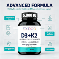 Capsules de Vitamine D3 K2 5000 UI, Magnésium B6, Zinc, Quercétine pour la Santé Énergétique, Immunitaire et Musculaire – Marque Blanche Superaliment Adulte