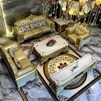 Ensemble de canapés sectionnels de style européen moderne et luxueux avec revêtement en tissu rembourré en éponge pour la décoration de salon