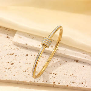 Pulsera y brazalete de acero inoxidable 316L a prueba de agua y antideslustre, chapado en oro de 14K y 18K, pulseras de diseño para mujer. - Product Image 4