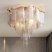 Produits à succès 2025, lustre en chaîne d'aluminium, luminaire de plafond à LED pour salon