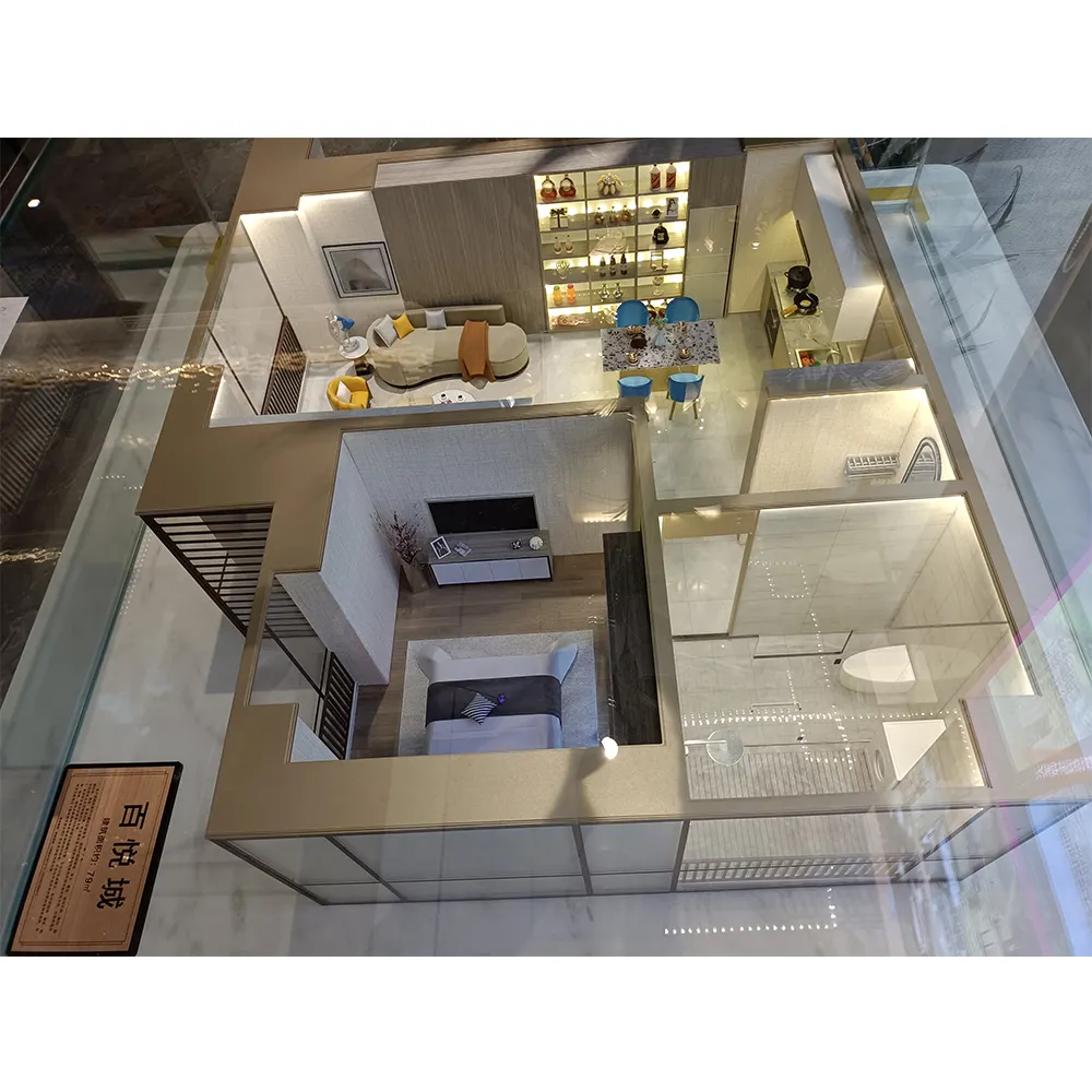 1/100 casa en miniatura casa Villa modelo para Desarrollador de bienes raíces, modelo de apartamento a escala