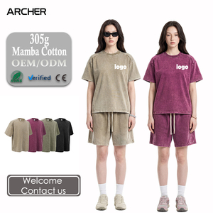 Completo T-shirt e Pantaloncini Oversize Streetwear in Tessuto Pesante 305g, Effetto Usurato, Tri-blend, Personalizzabile - Product Image 1