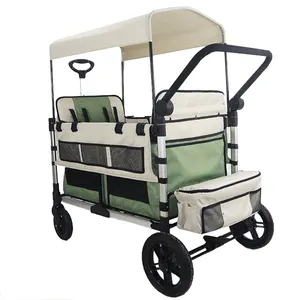 Outdoor Luxury 4 Seats Stroller Wagon 4 Seater Kids Baby Travel Wagon Stroller Camping Folding 4 Seat Wagon Stroller With Canopy