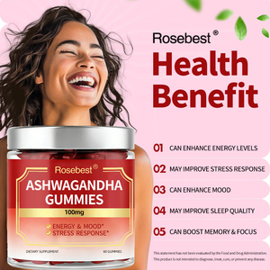 Fabricant chinois, vente en gros, OEM, marque privée, suppléments de gommes à l'extrait de racine d'ashwagandha végétaliennes 1000 mg pour hommes et femmes - Product Image 4