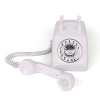 Téléphone filaire Shengtong 8020 blanc en plastique ABS, style vintage, avec clavier rotatif, fonction de recomposition et haut-parleur mains libres, design antique et rétro