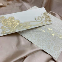 Super Offre : Fleur en Papier Faite Main avec Motif Cœur, Feuille d'Or, Thème Lettres Style Européen, Invitation de Mariage 23x10cm