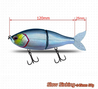 Leurre de pêche rigide multi-articulé 2 sections, 145 mm, 57 g, à coulée lente, réaliste, pour eau salée