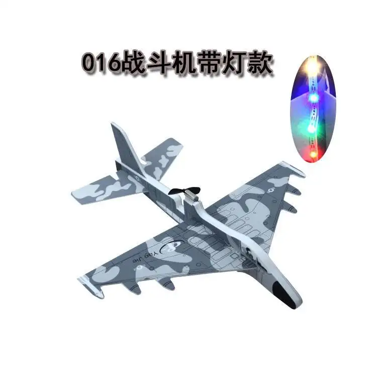 QY Outdoor flying toys hand launch throwing EVA aircrafts foam glider LED light plane model toy