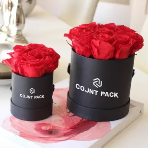New Arrival Round Floral Packaging Carton Box Rigid Flower Paper Box For Rose And Macaron