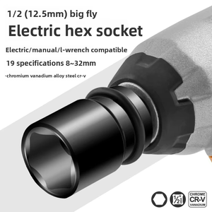 1/2 Inch Square Interface Hexagonal <b>Socket</b> Set <b>8mm</b> to 32mm Hexagonal <b>Socket</b> for Wrench - Product Image 3