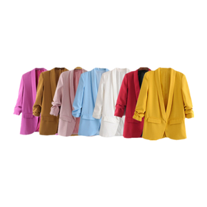 Robe décontractée pour <span class=keywords><strong>femme</strong></span> avec drapé multicolore automne nouveau blazer à motif solide <span class=keywords><strong>manteau</strong></span> polyvalent et populaire - Product Image 1