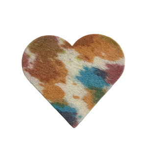 7,62*7cm Horse Cow Hair Patch Herzförmiges Leder etikett Echtes Leder etikett DIY - Product Image 2