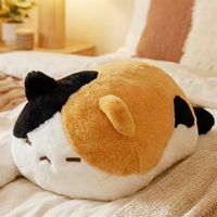 Peluche chat couché mignon, coussin en peluche chat calico, jouet en peluche confortable, poupée super douce en coton PP lavé, unisexe