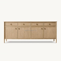 Buffet de cuisine moderne de luxe en bois de chêne massif à 4 portes avec tiroirs pour le salon