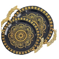 Plateau en plastique bronzé de style européen Luckygoods SL260606, écologique, pour fêtes, vente en gros, luxe léger nordique, hôtel, mariage