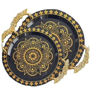 Luckygoods SL260606 Europäischer Stil Bronzierte Kunststoffplatte Umweltfreundliches Party-Tablett Großhandel Nordischer Luxus für Hotel und Hochzeit - Product Image 1