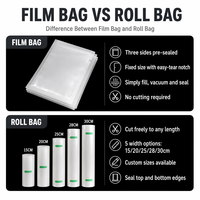 Rouleau de film sous vide PE 25 cm, épaisseur 0,1 mm, pour scellage thermique, anti-humidité, gaufré, pour emballage alimentaire, nouilles, conserves, pizzas