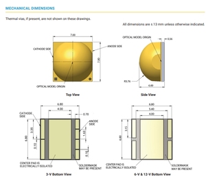 Vente chaude XLamps XHP70.2 7mm x 7mm 6v 12v Nature 3535 Blanc Froid Séparation Thermoélectrique Haute Puissance Crees Led Puce Dimmable - Product Image 4