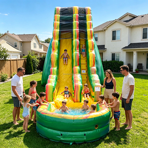 Toboggan aquatique gonflable pour enfants avec piscine à jets d'eau, toboggan aquatique gonflable commercial pour les fêtes d'été dans la cour, <span class=keywords><strong>location</strong></span> - Product Image 2
