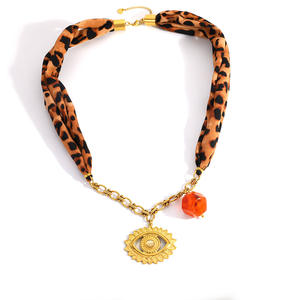 Collier en acier inoxydable motif léopard, chaîne foulard, pendentif œil porte-bonheur, style Maillard, accessoire automne-hiver transfrontalier - Product Image 5