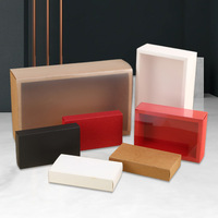 Boîte à dossiers avec couvercle, boîtes en carton transparentes avec fenêtre en PVC, fenêtre longue, emballage pliable, tiroir coulissant