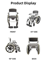 Chaise de toilette 3-en-1 en aluminium et PU avec roulettes et siège surélevé |   Chaise de transfert mobile respirante, légère et réglable pour personnes âgées