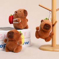 HECION Porte-clés en peluche Capybara, adorable figurine animale avec sac à dos végétal, jouet Kawaii, breloque de sac, pendentif de voiture, cadeau pour enfants 2026