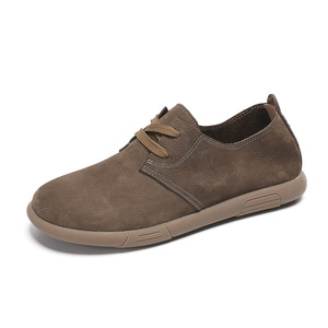 Zapatos Retro de Hombre de Cuero Vacuno con Cordones, Punta Redonda, Suela de Goma Transpirable, Estilo Casual Cómodo para Caminar, Color Sólido - Product Image 4