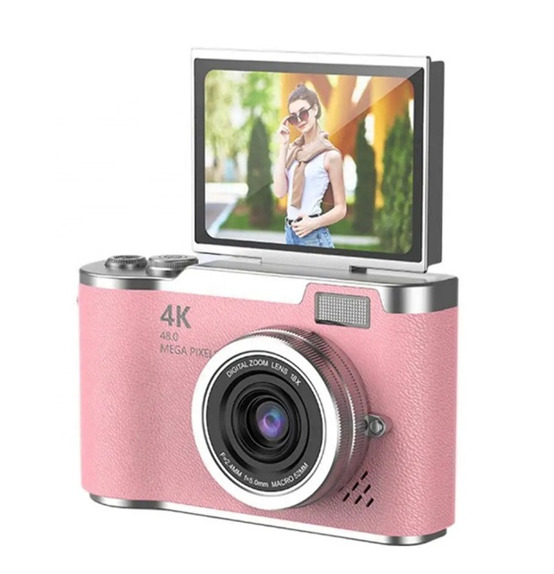 48MP 4K Digital Video Camera Kid's Autofocus Vlogging & Selfie Camera with 2.4inches 180° Flip Screen for Travel