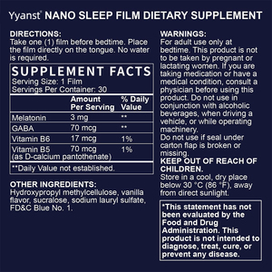 ฟิล์มนาโนช่วยผ่อนคลายจิตใจเพื่อการพักผ่อนที่ดีขึ้น แผ่นอมละลายเร็วสำหรับช่วยการนอนหลับ ผสม GABA และเมลาโทนิน (OEM/ODM) - Product Image 6