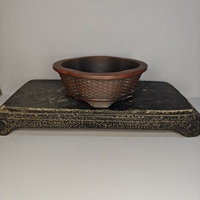 Pot à bonsaï en sable violet de style antique, de haute qualité, fait à la main, en forme de prune, sculpté à la main