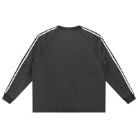 T-shirt à manches longues raglan en coton peigné 360 GSM, coupe oversize, effet délavé, style vintage, streetwear hip-hop pour homme, vente en gros