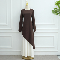 Ensemble Abaya élégant en tissu mélange coton-lin, deux pièces, vêtements islamiques, jupe longue, vêtements modestes pour femmes