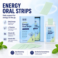 Bandes orales énergétiques OKTW avec L-Théanine, Vitamines B6 et B12, saveur menthe poivrée, favorisant la tranquillité et la concentration, complément alimentaire quotidien en stock