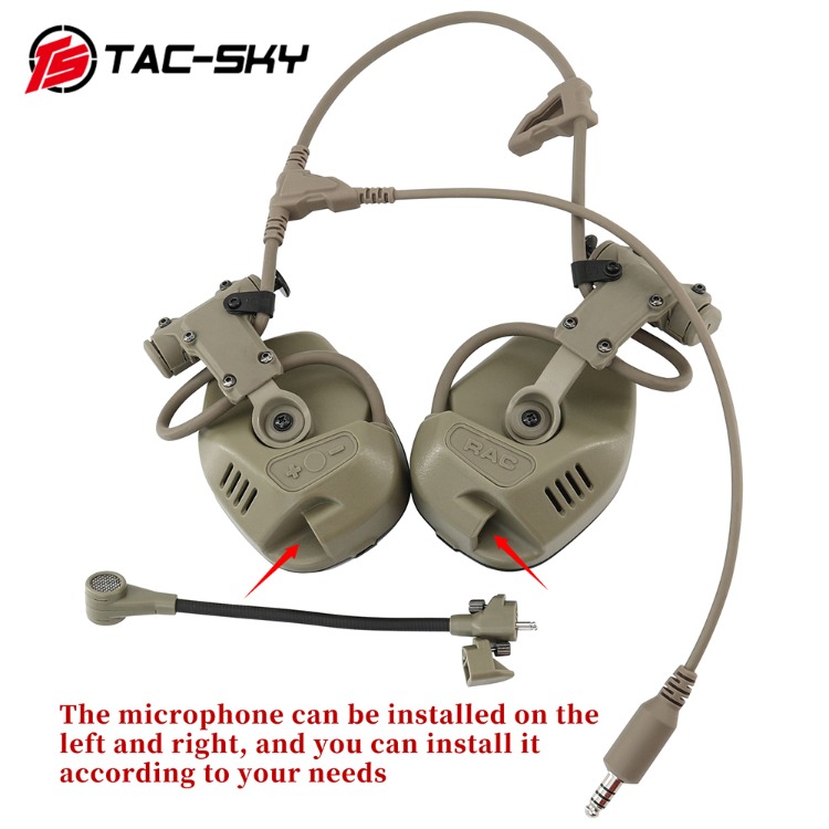 Tactische headset voor militaire helmen - met Peltor-set voor helmrailadapter voor snel schieten in de buitenlucht met helm | Comtac- headset