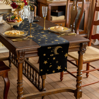 Nappe en feuille d'or musulmane, étoile de lune, chemin de table pour la décoration de table de l'islam