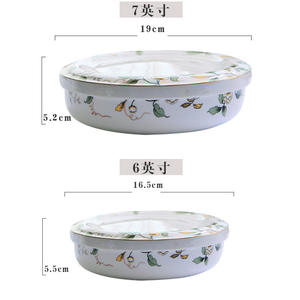 7 pouces approfondi porcelaine assiette assiette assiette ménage bol en céramique avec couvercle plat profond assiette à soupe bol à soupe oeuf crème anglaise - Product Image 4