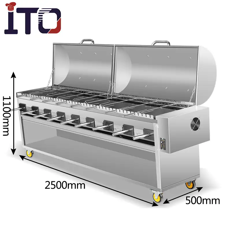 Commercial Electric Rotating smokeless Gas or Charcoal BBQ Grill for restaurants