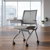 Chaise de conférence pliable ergonomique en acier maillé avec roulettes, empilable, pour bureaux et salles de formation